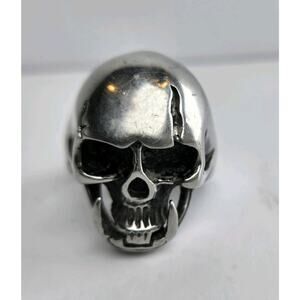 Mens Stainless Steel Skull Ring Gothic Biker Malazan Jaghut Tusk Metal Sz 10.25